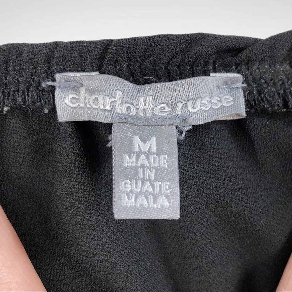 CHARLOTTE RUSSE Black Ruffle Blouse 3/4 Sleeve Sz M - Picture 2 of 7